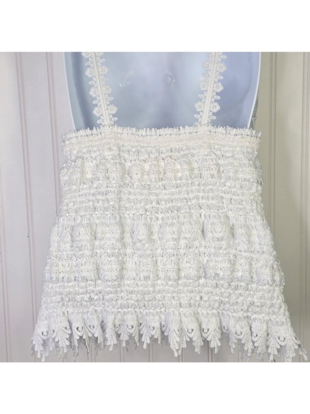 Boston Proper Camisole Top Womens Small White Lace Crochet Cottage Boho Festive - Picture 8 of 15